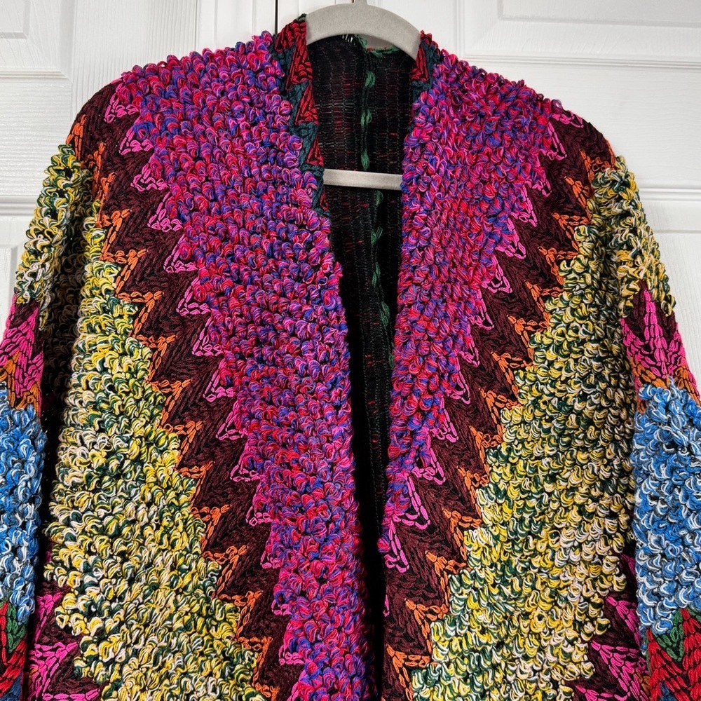 Boho Knit Ruanа Wrap One Size Fringe Poncho Shawl Sleeve Style - Picture 5 of 10